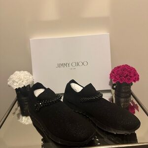 Jimmy Choo Black Verona Koy Shimmery Sneakers